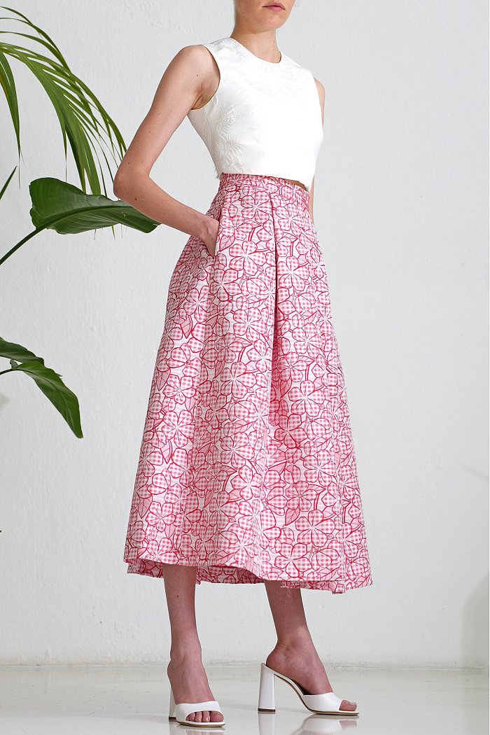 White Red Vichy Skirt